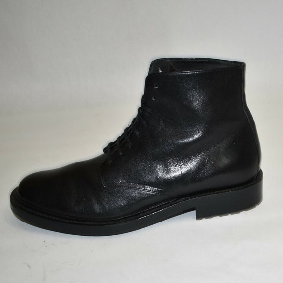 New! Saint Laurent Army Laced Plain Toe Boot Black Leather Size 43 EU 10 US - Picture 6 of 11